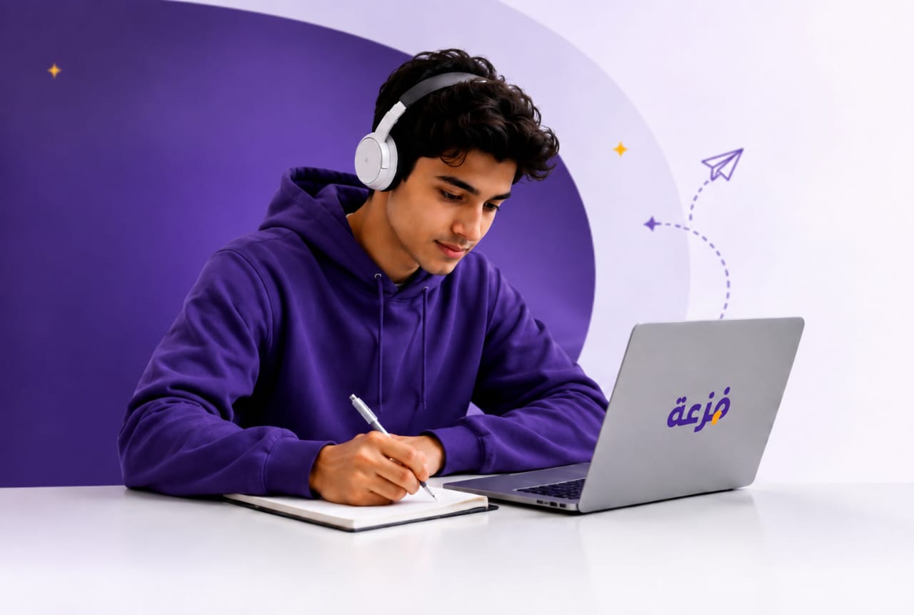 طالب يستعد لاختبارات القدرات والتحصيلي عبر منصة فزعة
